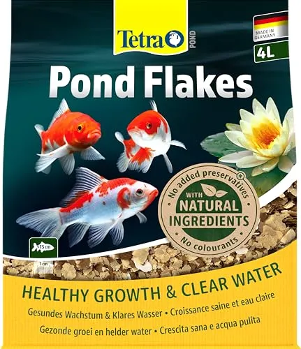 Tetra Pond Flakes - Fischfutter für kleinere und junge Teichfische, ausgewogene Ernährung mit hochwertigem Protein-Mix, 4 L Beutel