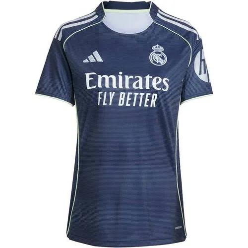 ADIDAS Damen Trikot Real Madrid 25/26 Auswärts - Hochwertiges Auswärtstrikot von adidas, inspiriert vom legendären Santiago Bernabéu. Mit feuchtigkeitsregulierendem AEROREADY für hohen Tragekomfort – ideal für Fans und sportliche Aktivitäten.