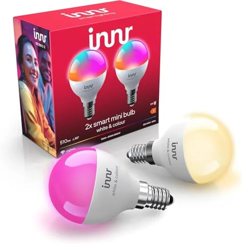 innr Zigbee Smart Lampe E14 Mini – 16 Millionen Farben, dimmbar, kompatibel mit Hue und Alexa
