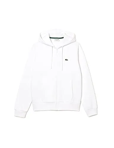 Lacoste Herren Sh9626 Sweatshirt, Weiß, L - Komfortabler Kapuzenpullover - Kapuzenpullover für Herren mit natürlicher Passform, Kängurutasche und aufgesticktem Krokodil. Aus aufgerautem Bio-Baumwoll-Fleece für optimalen Komfort und Umweltbewusstsein.