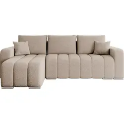 MIRJAN24 Ecksofa Pufetto Boucle, Eckcouch mit Bettkasten und Schlaffunktion, Stilvoll Polstersofa, L-Form (Farbe: Lambi 06) - Braun