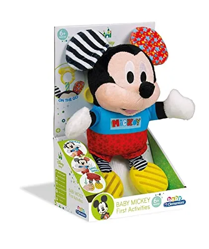 Clementoni 17165.1 Mouse and Friends Plüsch Mickey mit Beißring, Mehrfarbig, One Size