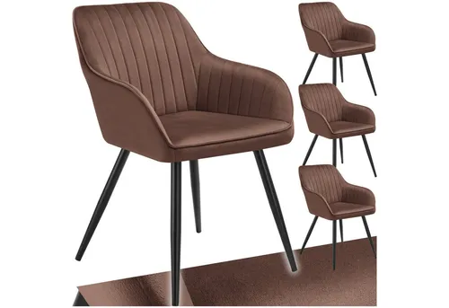 tectake® Esszimmerstuhl Marilyn, gepolstert in Samtoptik in braun von tectake