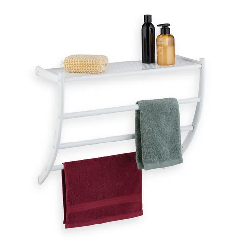 Handtuchhalter 3 Stangen - Wandmontage für Badezimmer - Praktischer Handtuchhalter mit 3 Stangen, ideal für Badetücher und Duschtücher. Robustes Metall, platzsparend und stilvoll in Weiß.