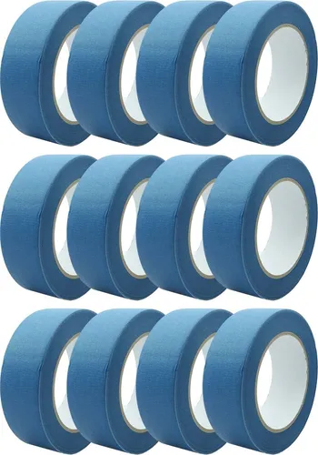 Blaues Feinkreppband für präzise Malerarbeiten – 12 Rollen, 38mm x 50m - Premium Feinkreppband für exakte Abdeckarbeiten. Feuchtigkeitsstabil, hitzebeständig und UV-beständig – ideal für Maler und Handwerker. Hinterlässt keine Rückstände und passt sich perfekt an Konturen an.