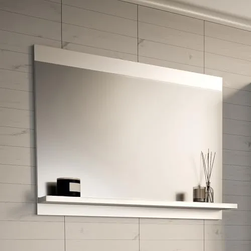 Badezimmerspiegel ‘Krildihana’ mit Ablage 60 x 50 x 12 cm Weiß - Badspiegel mit integrierter Ablage für optimale Ordnung. Stilvolles Design und klare Spiegelung sorgen für ein harmonisches Ambiente in jedem Badezimmer.