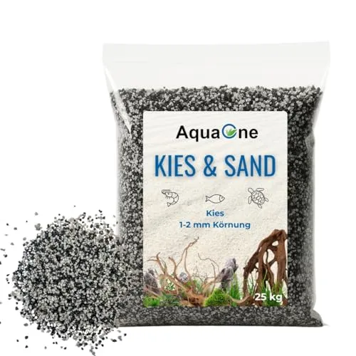AquaOne Aquarium Kies Sand 20 kg - Premium Quarzsand für Aquarien - Kies & Sand für Aquarien: 20 kg dekorativer Bodengrund, ungiftig und sicher für Fische, ideal für grüne Aquascapes und gründelnde Fische.