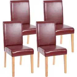 4er-Set Esszimmerstuhl Littau - Kunstleder, rot-braun - Stühle für Esszimmer, modernes Design mit hohem Komfort und stabiler Bauweise, ideal für gesellige Abende und Familienessen.