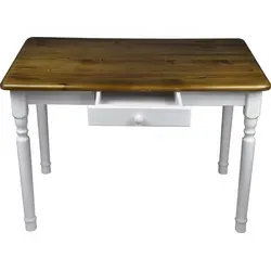 Esstisch mit Schublade Küchentisch Tisch Massiv Kiefer Speisetisch massiv (60x90 cm, Eiche) - Braun/Weiß