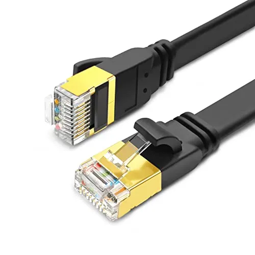Yauhody Cat 8 Lan Kabel 5m, Netzwerkkabel Flach 40Gbps 2000MHz S/FTP Ethernet Kabel RJ45 Internetkabel Gigabit Patchkabel für PS5, Router, X-Box, Modem, PC, TV, Switches, POE (Schwarz 5m)