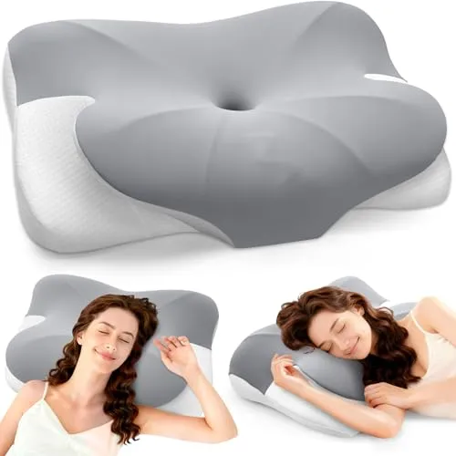 JOVIAL Orthopädisches Nackenkissen, Memory Foam Kissen, Ergonomisches Nackenstützkissen für Seitenschlafen, Rückenschlafen & Bauchschlafen, Seitenschläferkissen Weich und Formstabil