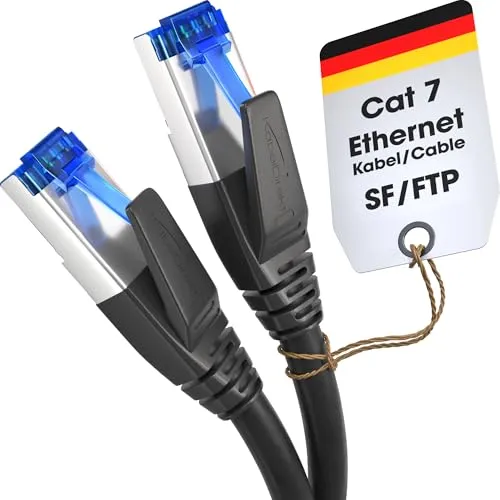 KabelDirekt – Cat 7 Netzwerkkabel, bruchfest – 1m – 10 Gigabit LAN Kabel & Ethernet Kabel, erhältlich in 0,25-30m (Patchkabel für Highspeed-Netzwerke, PC, Switch/Router/Modem, RJ45, schwarz)