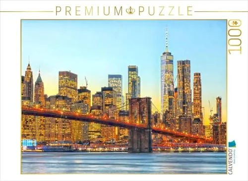 CALVENDO Puzzle Brooklyn Bridge, East River und Skyline von Downtown Manhattan – 1000 Teile