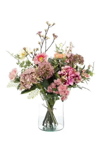 Kunstblumenstrauß Feme, rosa-grün, 65 cm - artplants - Schöner Kunstblumenstrauß von artplants, ideal zur dekorativen Gestaltung in Innenräumen. Langlebig und pflegeleicht, sorgt er für frisches Ambiente ohne viel Aufwand.