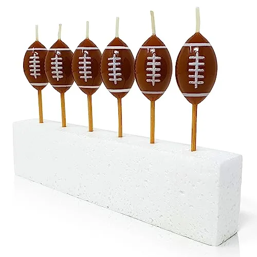 40YARDS American Football Kerzen (6 Stück) - Deko für den Geburtstagskuchen, das Snack Stadion auf der Football Party oder als Geschenk
