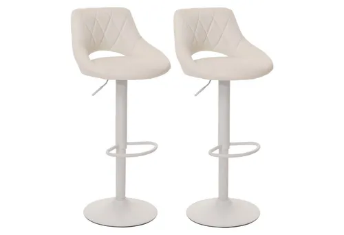 PROREGAL® Barhocker 2xBarhocker mit Lehne Sitzhöhe 60-82cm drehbar Kunstleder Metall Weiß