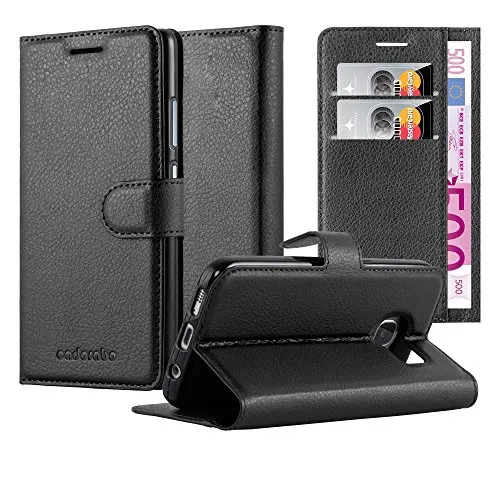 Cadorabo Hülle kompatibel mit Samsung Galaxy S6 Edge Handyhülle aus Kunst Leder Flip Klappbare Stoßfeste Magnetische [Standfunktion] [Kartenfächern] Cover Hülle für Galaxy S6 Edge Tasche in Schwarz