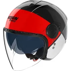Nolan N20-2 Visor Blocco Jethelm, Schwarz-Weiß-Rot, Größe XL - Robuster Jethelm mit kratzfestem Visier für optimalen Wind- und Insektenschutz. Ideal für sicheres Fahren bei unterschiedlichen Lichtverhältnissen. Perfekt für stilbewusste Motorradfahrer.