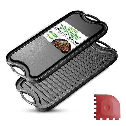 Nutrichef Gusseisen Grillpfanne 50 cm quadratisch schwarz