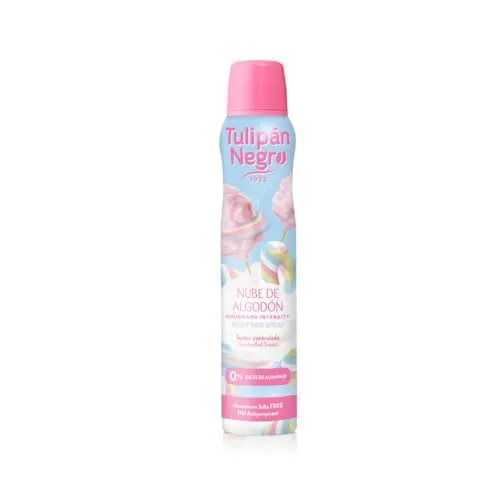Tulpe, schwarzes Deodorant, Baumwollwolke, 200 ml, 0% Aluminiumsalze, kontrollierter Schweiß