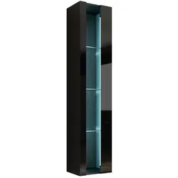 Mirjan24 Hängevitrine in Schwarz Hochglanz, 40x180x30 cm - Elegante Hängevitrine aus Holzwerkstoff mit LED-Beleuchtung. Ideal für Wohnzimmer und Wohnwände, bietet Platz für Ihre Lieblingsstücke und sorgt für stilvolle Akzente.