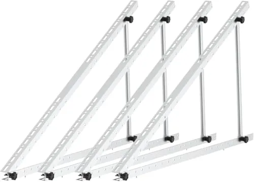 Balkonkraftwerk Halterung aus Aluminium für 100W-600W Solarmodule, 118 cm, 2 sets, Einstellbarer Neigungswinkel von 0° bis 90° solarpanel halterung pv flachdach pv modul dachhalterungen solarmodule