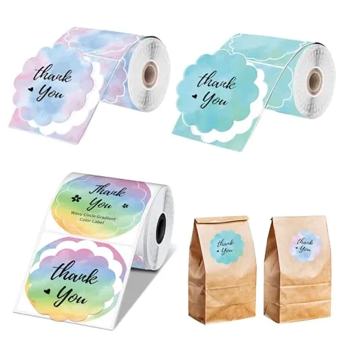 KOSLEOW Thermo Etiketten in Blumenform, 50mm x 50mm, 3 Rollen, Kompatibel mit Phomemo M110 M221 M120 M260 M150 M250 M220, Wasserdicht für Backwaren, Geschenke, Adressen