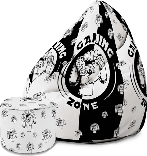 Dreamroots Bean Bag 80x80x120cm Sitzsack mit Lehne und Hocker und Bezug Sitzkissen Boden Chill Sack Bubibag Sitzsack Sitzsack mit Füllung Game Space