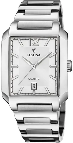 Festina F20677/2 Herrenuhr - Elegante Rechteckige Armbanduhr aus Edelstahl - Herrenuhren mit klassischem Design, präzises Quarzwerk und schimmerndes Ziffernblatt, wasserdicht bis 5 bar für den Alltag