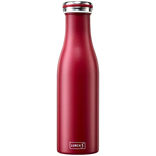 Lurch 240906 Isolierflasche 0,5l aus doppelwandigem Edelstahl, Bordeaux - Hochwertige Thermoflasche aus doppelwandigem Edelstahl für heiße und kalte Getränke. Mit schmaler Form für Rucksack und Getränkehalter, geschmacksneutral und 100% dicht. Perfekter Begleiter für unterwegs.