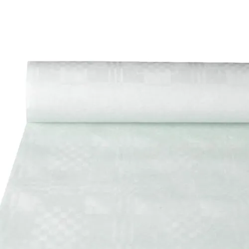 Papstar 18546, Papiertischtuch mit Damastprägung 10 m x 1,2 m weiss