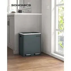 SONGMICS Mülleimer Küche, 2 x 15 Liter Mülltrennsystem in blau von SONGMICS