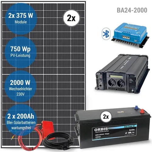 Solar Komplettanlage 2000W AC - Batterie, 640W Module, MPPT Regler, Sinus WR