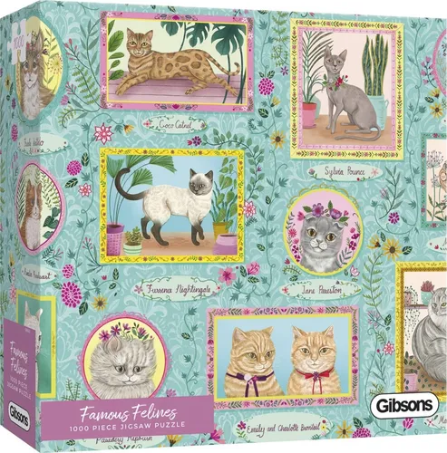 Gibsons Berühmte Katzen Puzzle (1000 Teile) - Klassisches Puzzle mit 1000 Teilen, zeigt verschiedene Katzen und ist ideal für Katzenliebhaber. Perfekt für stundenlangen Spaß und als dekoratives Kunstwerk nach dem Zusammenlegen.