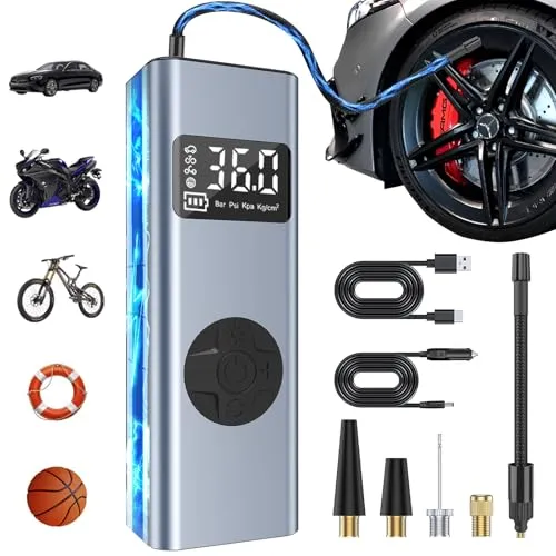 HYCHIKA Elektrische Luftpumpe 12V mit LED-Licht