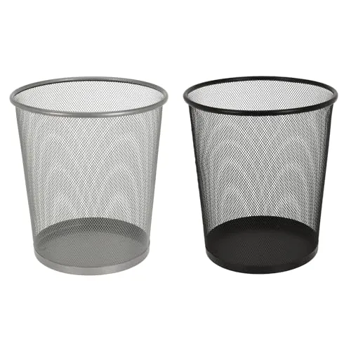 Mojawo Papierkorb Mülleimer Abfalleimer Papiereimer Metall Draht Höhe ca. 30cm 17 L Abfallsammler Müllbehälter, Farben:Silber