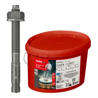 Fischer Schwerlastdübel FAZ II Plus 10/10 R, M10 x 95mm - Ankerbolzen für hohe Lasten, mit praktischem Eimer für Aufbewahrung & Transport. Ideal für gerissenen und ungerissenen Beton, aus rostfreiem Edelstahl für maximale Sicherheit.