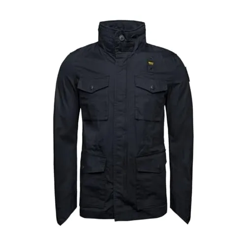 Blauer Herren Übergangsjacke Ashmont L - Funktionsjacken aus 100% Baumwolle für höchsten Tragekomfort, mit praktischem Zwei-Wege-Zipper und einrollbarer Kapuze für flexible Einsatzmöglichkeiten.