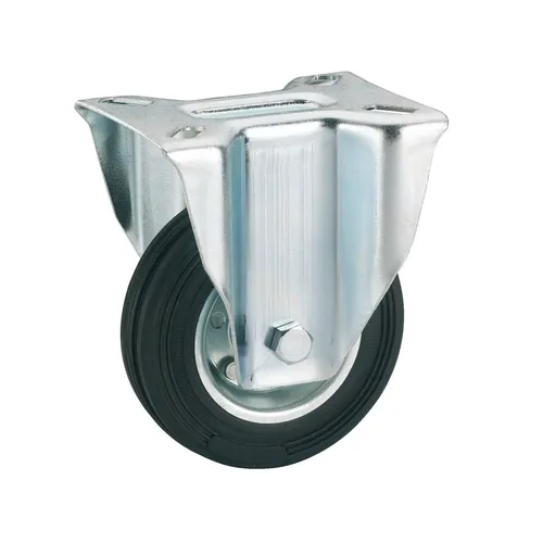 Produktbild Transportgeräte-Bockrolle mit Vollgummireifen und Stahlfelge Ø 100 mm