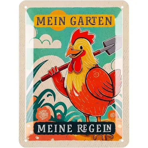 Produktbild LANOLU Retro Blechschild MEIN GARTEN MEINE REGELN