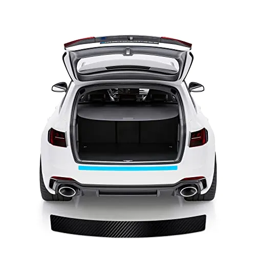 Blackshell® Basic Ladekantenschutz Folie kompatibel mit Ford Edge | Bj. 2016-2018 3D Carbon Schwarz - passgenauer Stoßstangenschutz inkl. Profi Rakel für Folie