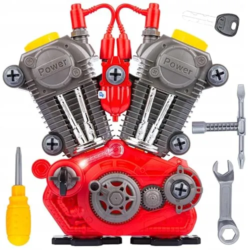 Kinder Auto Motor Bausatz mit Licht & Sound – Spielzeug zum Schrauben & Reparieren