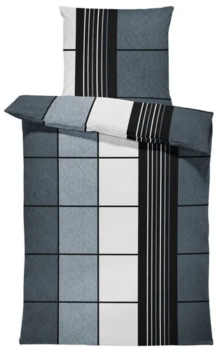 One Home Bettwäsche Winter Thermofleece, Fleece, 2 teilig, Kariert gestreift, kuschelig flauschig warm weich Modern