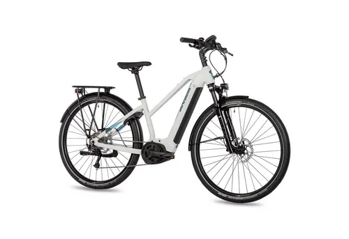Airtracks E-Bike Trekkingrad 28 Zoll E-Bike Damen Trekking Fahrrad BOSCH PERFORMACE LINE, 9 Gang SHIMANO ALIVIO RD-T4000 Schaltwerk, Kettenschaltung, 500 Wh, (POWERTUBE), Display BOSCH INTUVIA Trekking Bike - 42cm 46cm