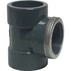 Bevo - Mega T-stück 90° Pvc-u 25 Mm X 3/4 Zoll X 25 Mm Klebemuffe X Innengewinde Verstärkt X Klebemuffe 16 Bar, Grau