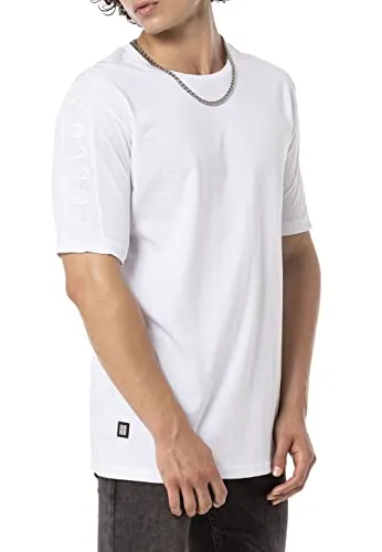 T-Shirt für Herren Kurzarm Edles Design Baumwolle Weiß XXL