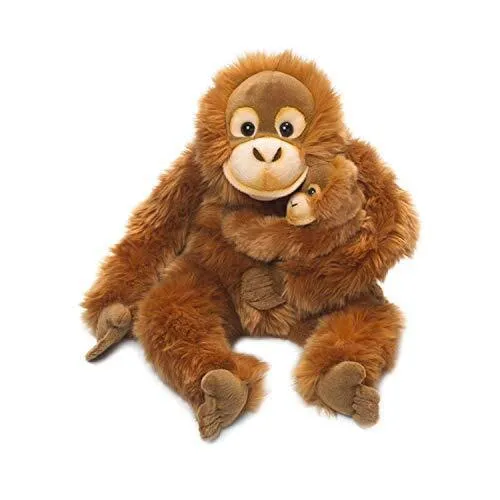 WWF Plüschtier Orang-Utan Mutter mit Baby (25cm) - Kuscheltiere, lebensecht und flauschig, ideal für Babys und Kleinkinder – unterstützt den WWF und fördert den Umweltschutz.