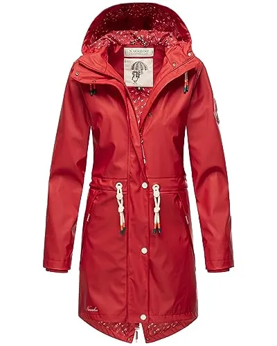 Navahoo Damen Übergangsjacke Tropical Stormoo Red - Wasserdicht und Stylisch - Funktionsjacken mit großer Kapuze, wasserdichtem Obermaterial und modischem Design, ideal für nasskalte Tage in der Übergangszeit.