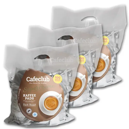 Caféclub Dark Roast 300 Pads - Kaffeepads für Senseo, dunkel geröstet und einzeln verpackt für frischen Genuss. Zertifiziert von Rainforest Alliance und klimaneutral.