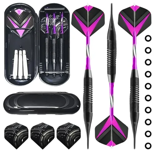 JTMKYO 1 Satz Darts mit Kunststoffspitzen, Soft-Dart-Set-Zubehör, Dart-Pfeile, elektronische Dart-Nadel, professionelle Soft-Darts (lila)